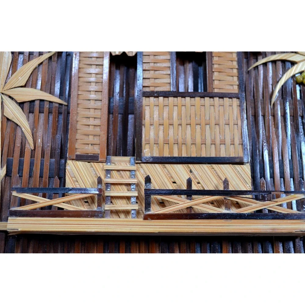 VTG Hand Woven Bamboo Wicker Philippines Round‎ Hanging Wall Home Decor Lot Of 3